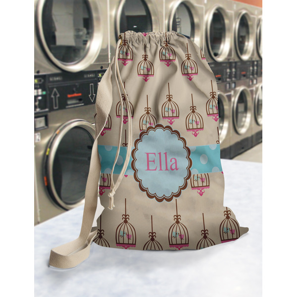 Kissing Birds Laundry Bag in Laundromat