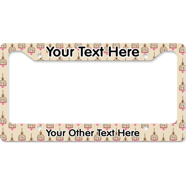 Custom Kissing Birds License Plate Frame - Style B (Personalized)