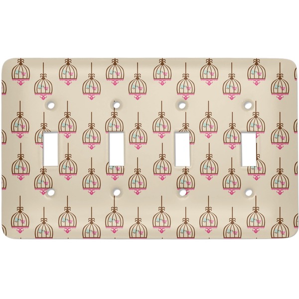 Custom Kissing Birds Light Switch Cover (4 Toggle Plate)