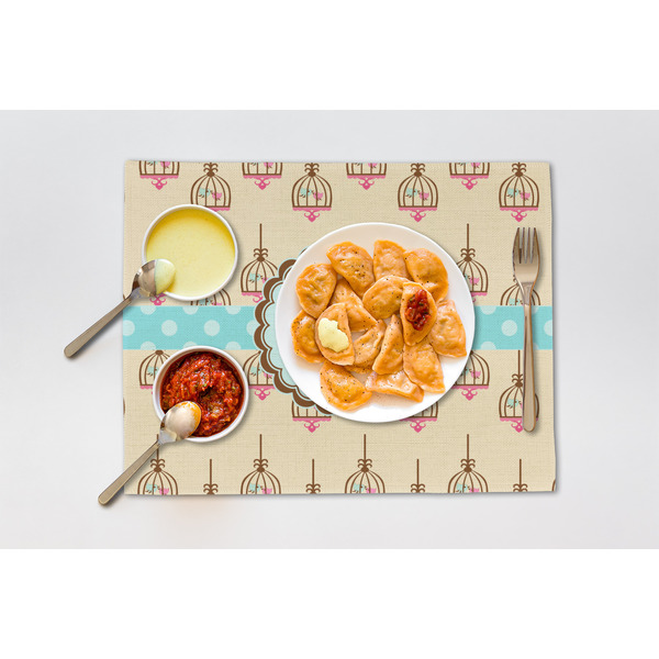 Kissing Birds Linen Placemat - Lifestyle (single)