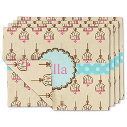 Kissing Birds Linen Placemat w/ Name or Text