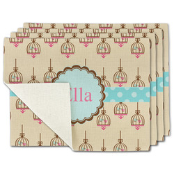 Kissing Birds Single-Sided Linen Placemat - Set of 4 w/ Name or Text