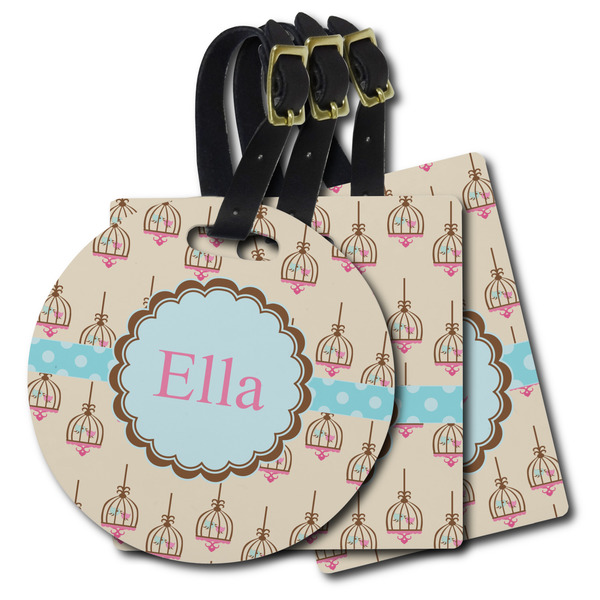 Custom Kissing Birds Plastic Luggage Tag (Personalized)