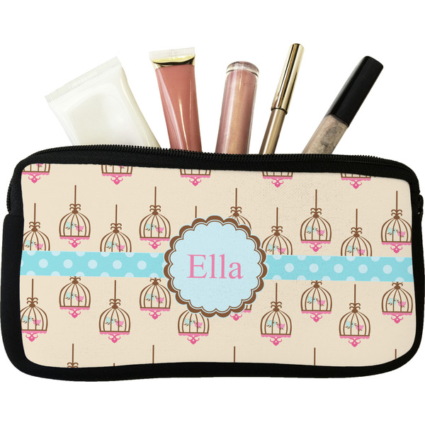 Custom Kissing Birds Makeup / Cosmetic Bag - Small (Personalized)