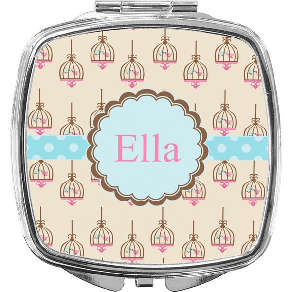 Custom Kissing Birds Compact Makeup Mirror (Personalized)