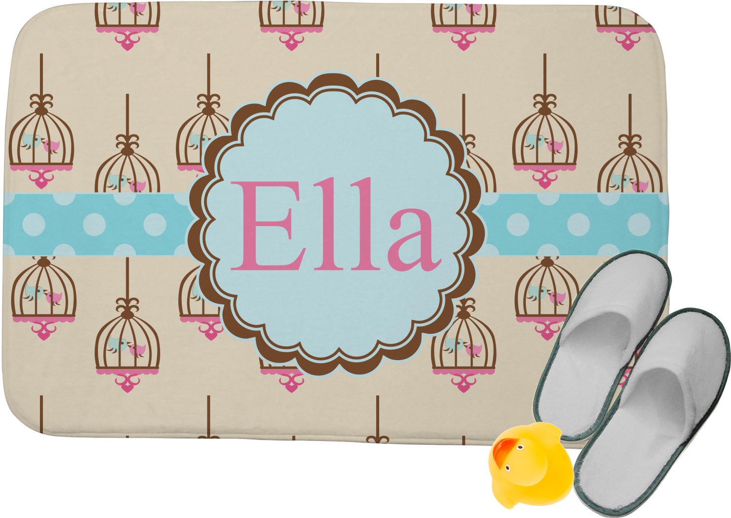 Custom Kissing Birds Memory Foam Bath Mat (Personalized) YouCustomizeIt