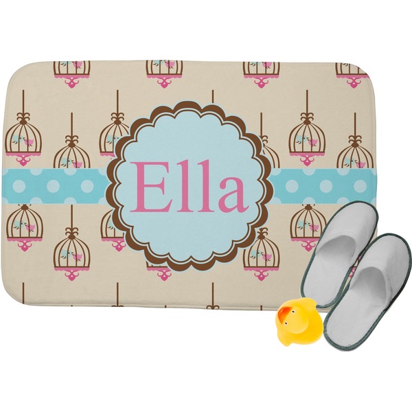 Custom Kissing Birds Memory Foam Bath Mat (Personalized)