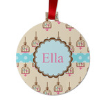 Kissing Birds Metal Ball Ornament - Double Sided w/ Name or Text