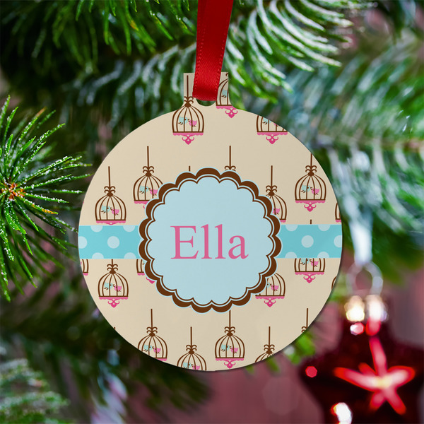 Kissing Birds Metal Ball Ornament - Lifestyle