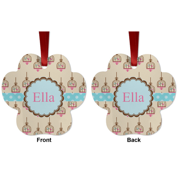 Kissing Birds Metal Paw Ornament - Front and Back