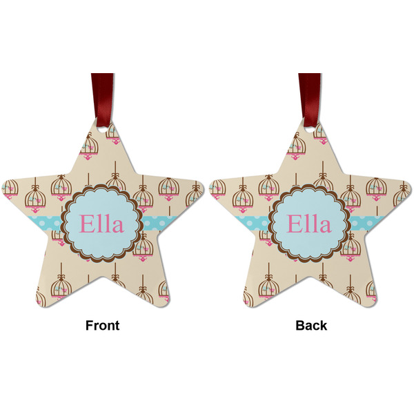 Kissing Birds Metal Star Ornament - Front and Back