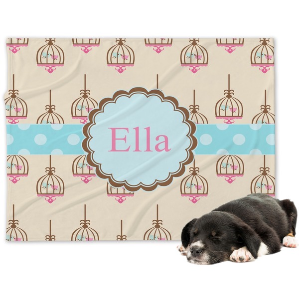 Custom Kissing Birds Dog Blanket - Large (Personalized)