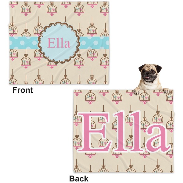 Kissing Birds Microfleece Dog Blanket - Large- Front & Back