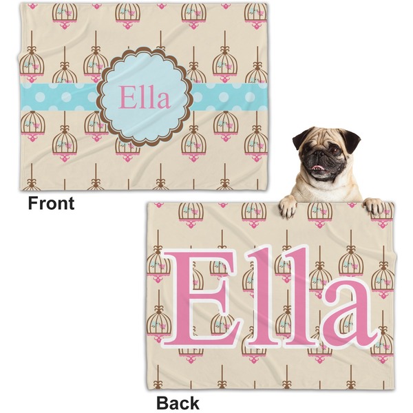 Kissing Birds Microfleece Dog Blanket - Regular - Front & Back