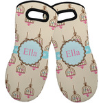 Kissing Birds Neoprene Oven Mitts - Set of 2 w/ Name or Text