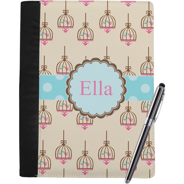 Custom Kissing Birds Notebook Padfolio - Large w/ Name or Text