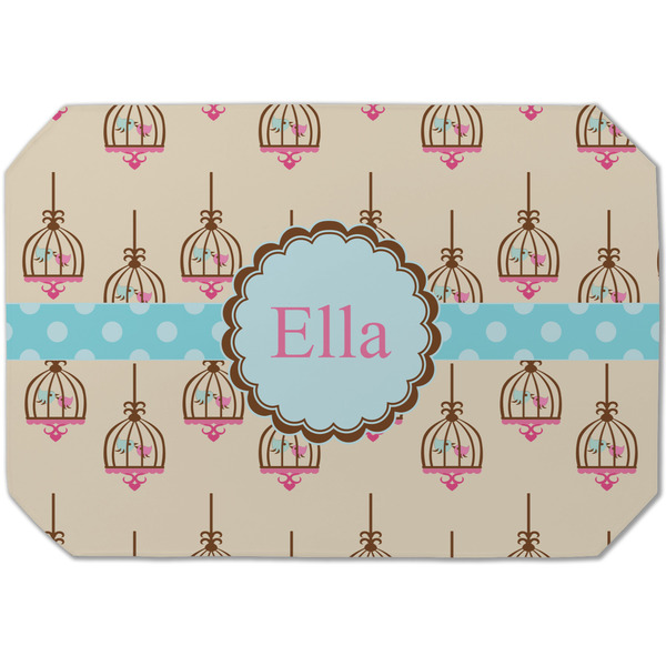 Custom Kissing Birds Dining Table Mat - Octagon (Single-Sided) w/ Name or Text