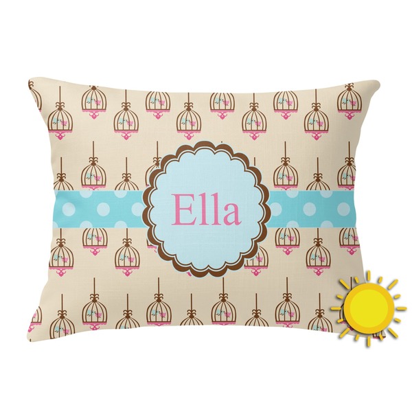 Custom Kissing Birds Outdoor Throw Pillow (Rectangular) (Personalized)