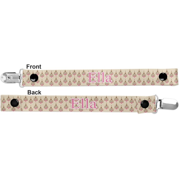 Kissing Birds Pacifier Clip - Front and Back