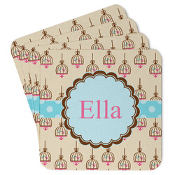 Kissing Birds Paper Coasters w/ Name or Text