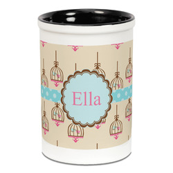 Kissing Birds Ceramic Pencil Holders - Black