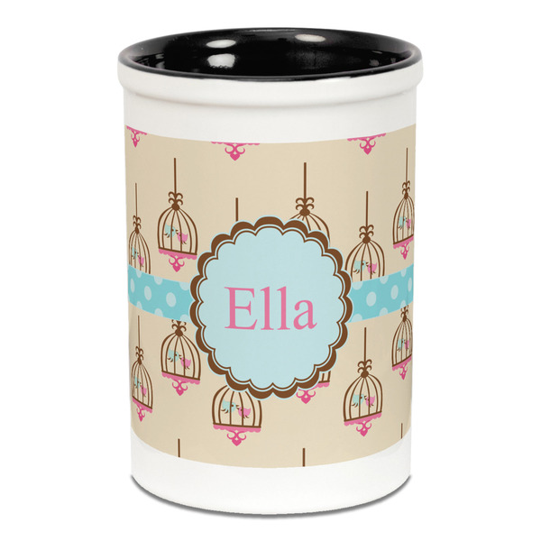 Kissing Birds Pencil Holder - Black