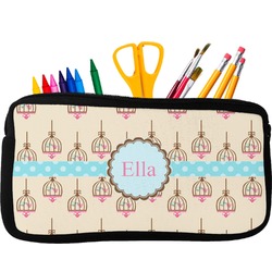 Kissing Birds Neoprene Pencil Case - Small w/ Name or Text