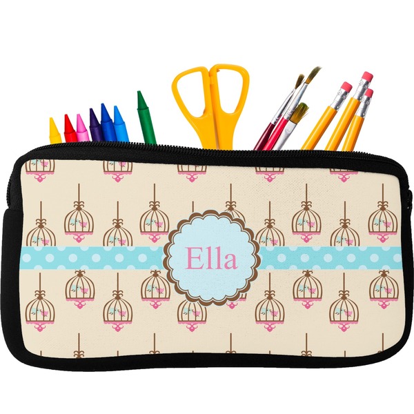 Custom Kissing Birds Neoprene Pencil Case (Personalized)