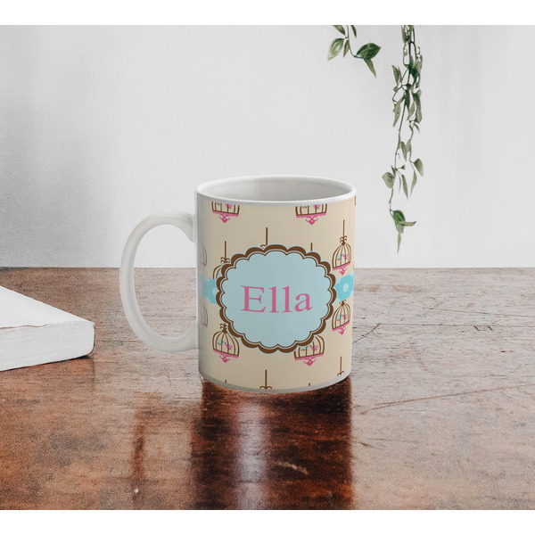 Kissing Birds Personalized Coffee Mug - Lifestyle