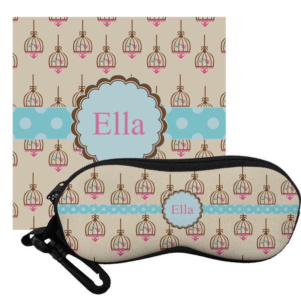 Custom Kissing Birds Eyeglass Case & Cloth (Personalized)