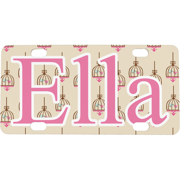 Custom Kissing Birds Mini / Bicycle License Plate (4 Holes) (Personalized)