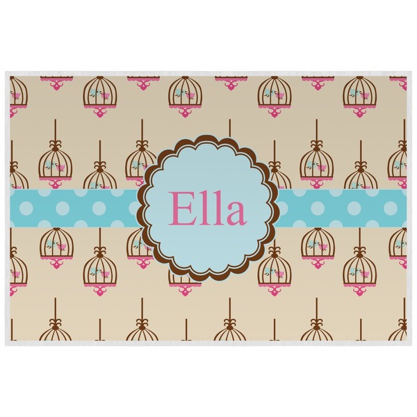 Custom Kissing Birds Laminated Placemat w/ Name or Text