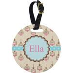 Kissing Birds Plastic Luggage Tag - Round (Personalized)