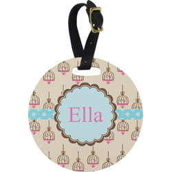 Kissing Birds Plastic Luggage Tag - Round (Personalized)
