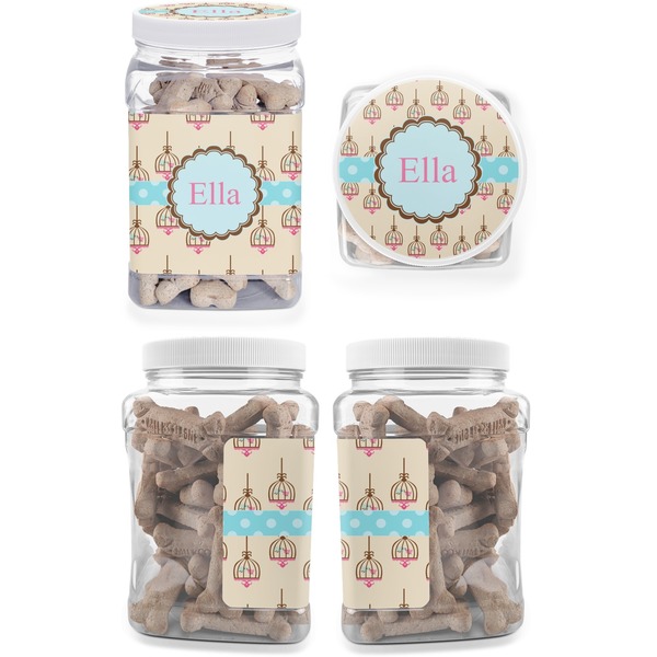 Kissing Birds Pet Treat Jar - Multiple Angles