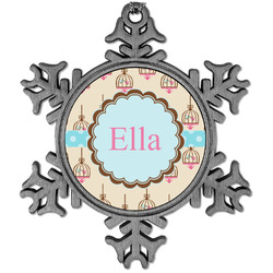 Kissing Birds Vintage Snowflake Ornament (Personalized)