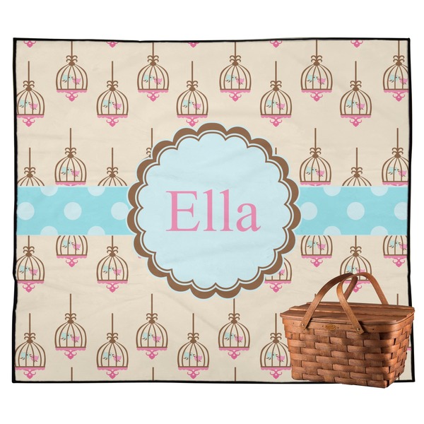 Custom Kissing Birds Outdoor Picnic Blanket (Personalized)