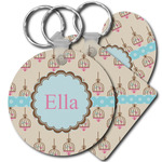 Kissing Birds Plastic Keychain (Personalized)