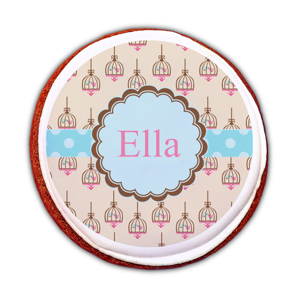 Kissing Birds Printed Icing Circle - Medium - On Cookie