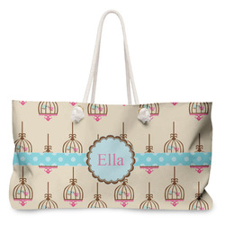 Kissing Birds Large Tote Bag with Rope Handles (Personalized)