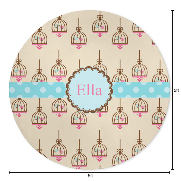 Kissing Birds Round Area Rug - Size