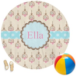 Kissing Birds Round Beach Towel (Personalized)