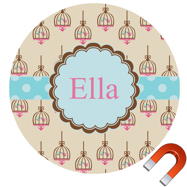 Custom Kissing Birds Round Car Magnet - 10" (Personalized)