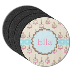 Kissing Birds Round Rubber Backed Coasters - Set of 4 (Personalized)