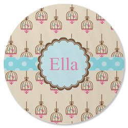 Kissing Birds Round Rubber Backed Coaster (Personalized)