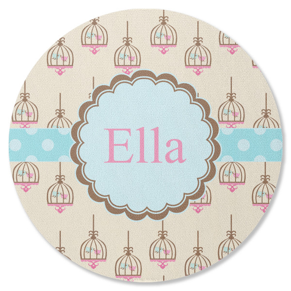 Custom Kissing Birds Round Rubber Backed Coaster (Personalized)
