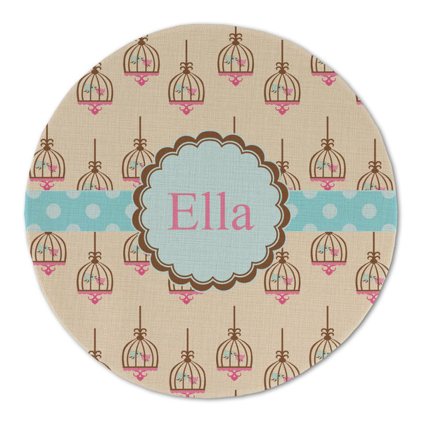 Custom Kissing Birds Round Linen Placemat (Personalized)