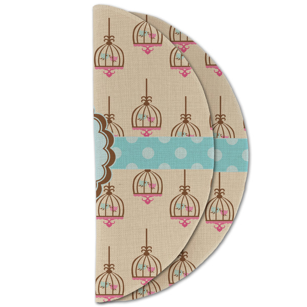 Kissing Birds Round Linen Placemats - HALF FOLDED (double sided)