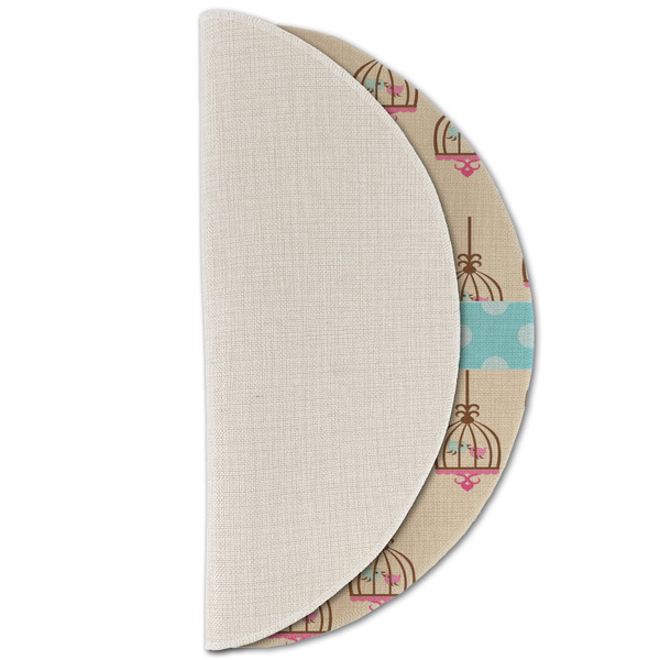 Kissing Birds Round Linen Placemats - HALF FOLDED (single sided)