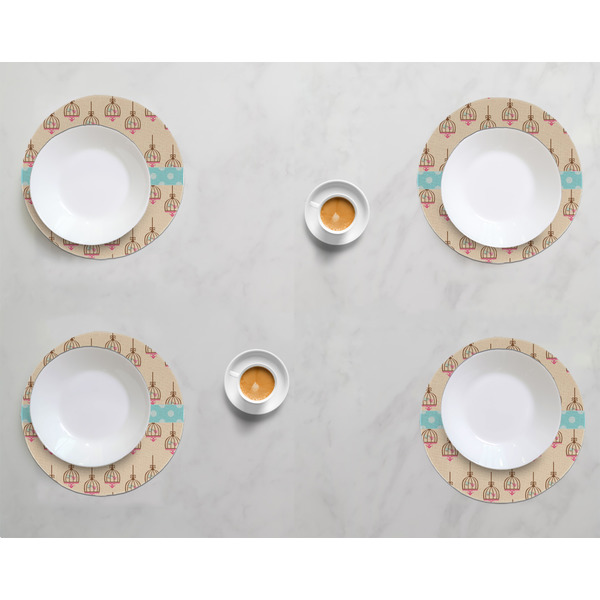 Kissing Birds Round Linen Placemats - LIFESTYLE (set of 4)